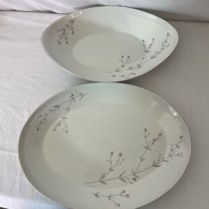 Floral Platinum Trim Oval Serving Platters Set Elegant Dinner Party‎ Decor